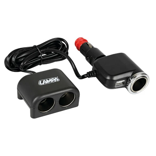 Lampa Duo 3+1, presa accendisigari multipla con USB, 12/24V 39130