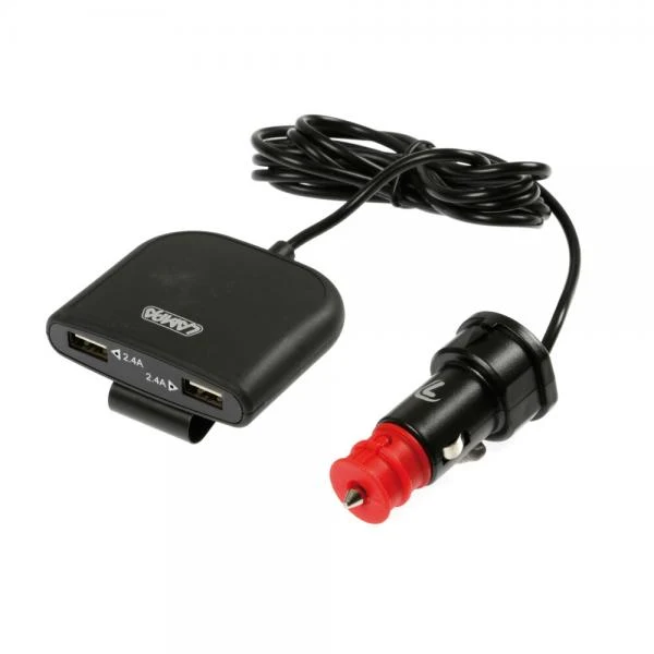 Lampa Caricabatteria 4 porte Usb con prolunga - Fast Charge - 7800 mA - 12/24V 38883