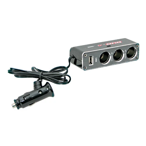 Lampa Dual-Power, presa corrente tripla con USB, 12/24V 39048