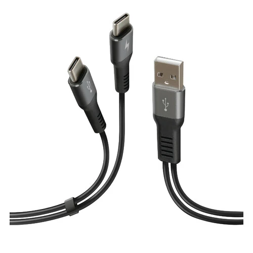 Lampa Cavo con doppio connettore, Usb > Type-C - 100 cm - Nero 38699