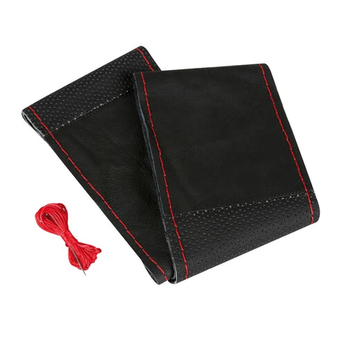 Pilot Sport, coprivolante in pelle - L - 37/39 cm - Nero/Rosso