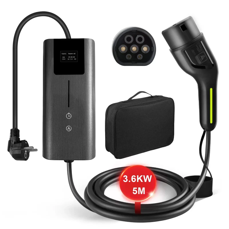 AWESAFE Cavo di Ricarica per Veicoli Elettrici Tipo 2 5M con Spina SAC,3.6KW 16A Corrente Regolabile