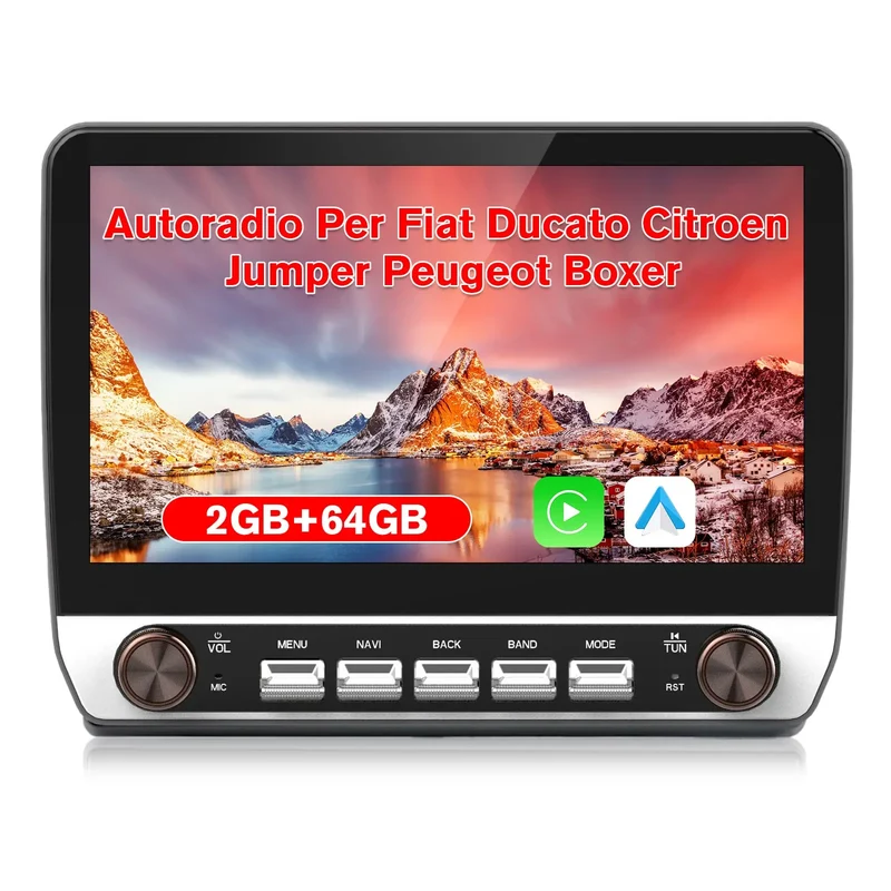 AWESAFE Autoradio 2+64GB Android 13 con Schermo Touchscreen HD 10,1 Pollici e Doppie Manopole - Per Fiat Ducato 2012-2023 e Citroen Jumper/Peugeot Boxer 2007-2023 - Bluetooth/FM/Controllo al Volante con CarPlay Wireless e Android Auto
