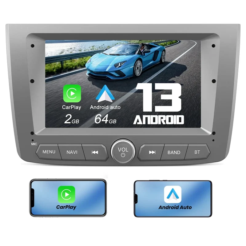 AWESAFE Android 13 Radio de Coche 7 Pulgadas 2GB+64GB con Bluetooth/FM/RDS/GPS, CarPlay y Android Auto Inalámbricos - Para Alfa Romeo Mito 2008-2019