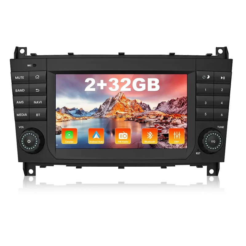 AWESAFE Android 13 Autoradio 7-Zoll Touchscreen 2+32GB für Mercedes-Benz C-Klasse W203/CLC-Klasse W203 mit Bluetooth, UKW-Radio, DSP,RDS, CarPlay & Android Auto