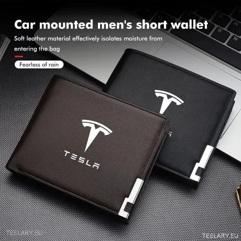 Portefeuille/porte-permis de conduire en cuir PU noir avec logo Tesla - Collection Cadeaux Tesla