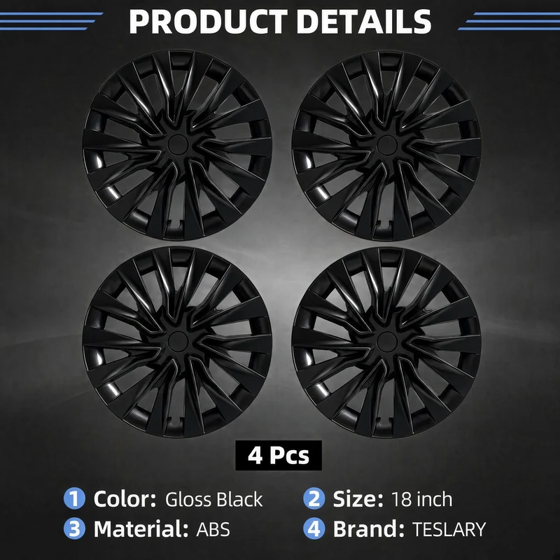 Tesla Model 3 enjoliveurs de roue Highland 18" à jante complète, noir brillant, style performance