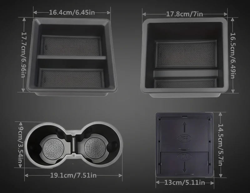 Ensemble de rangement de 3 ou 4 pièces pour console centrale Tesla Model 3 / Oui