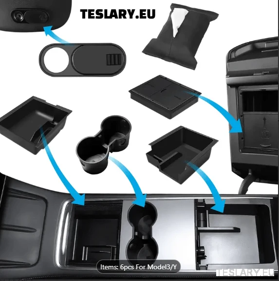 Tesla Model 3 / Y Accessoires Ensemble de rangement 6 pièces 6-1 KIT