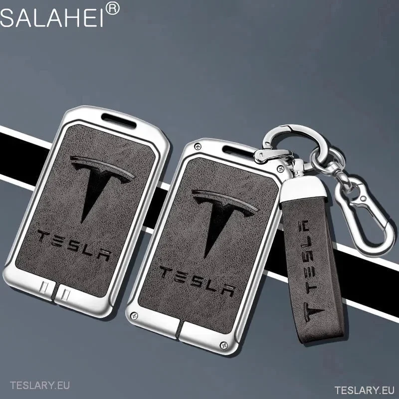 Étui en cuir et métal pour clé RFID Tesla 3/Y avec logo