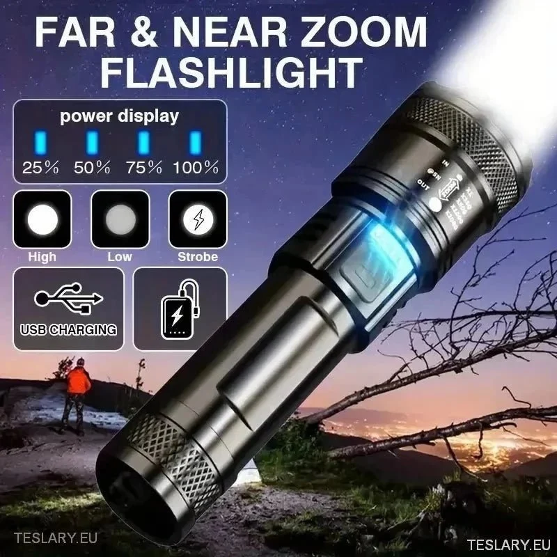 Lampe de poche LED Zoom et batterie externe mobile