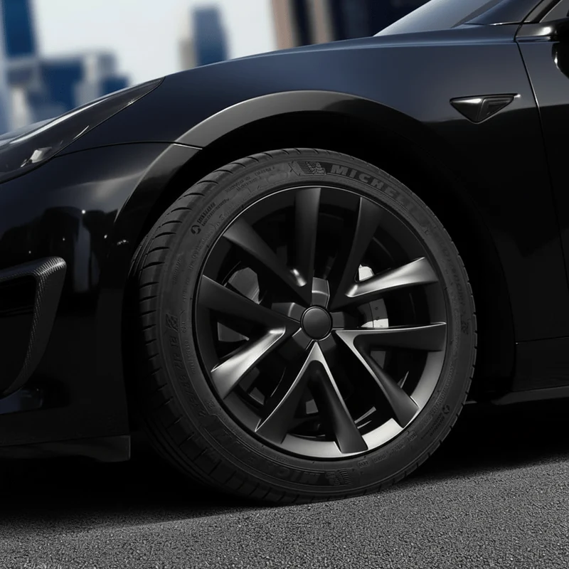 Tesla Model 3 enjoliveurs style arachnide 18" noir mat