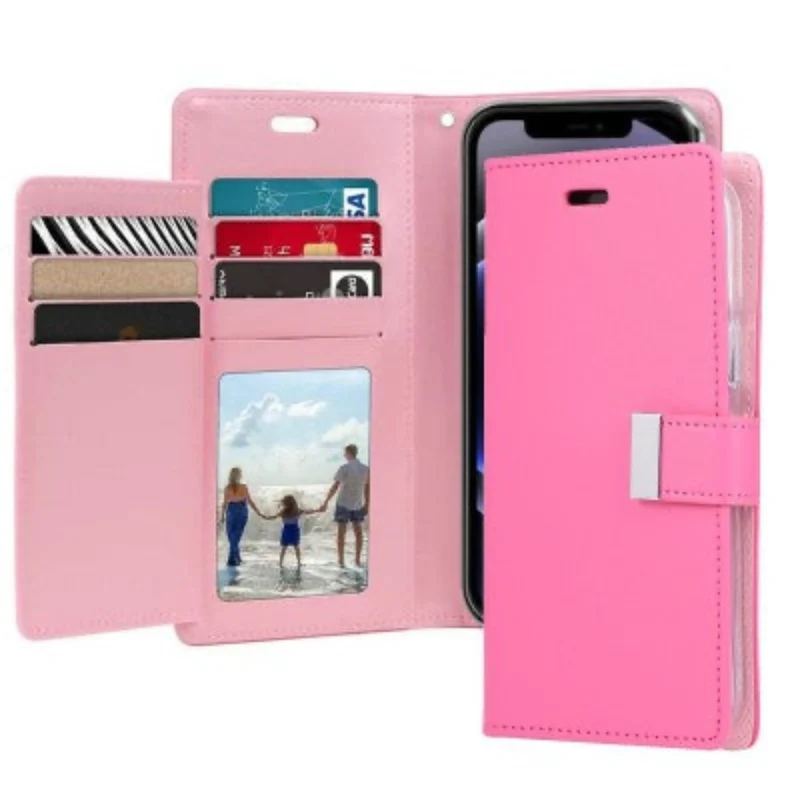 Goospery Rich Diary Wallet Case for iPhone 17 Pro - Hot Pink, Non-Magsafe