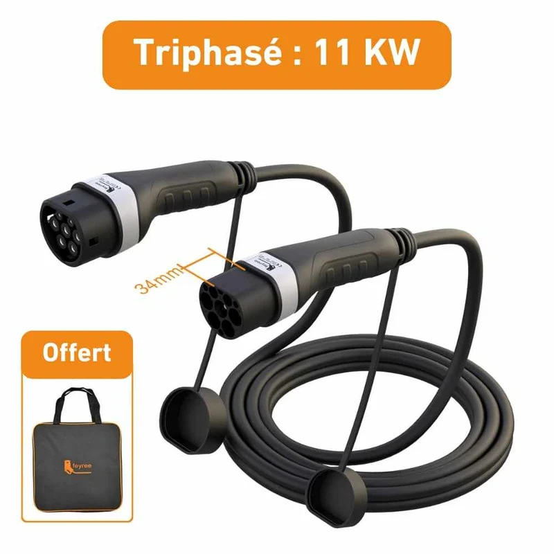 Extension Cable Triphasé FEYREE - Recharge Rapide pour Véhicules Électriques