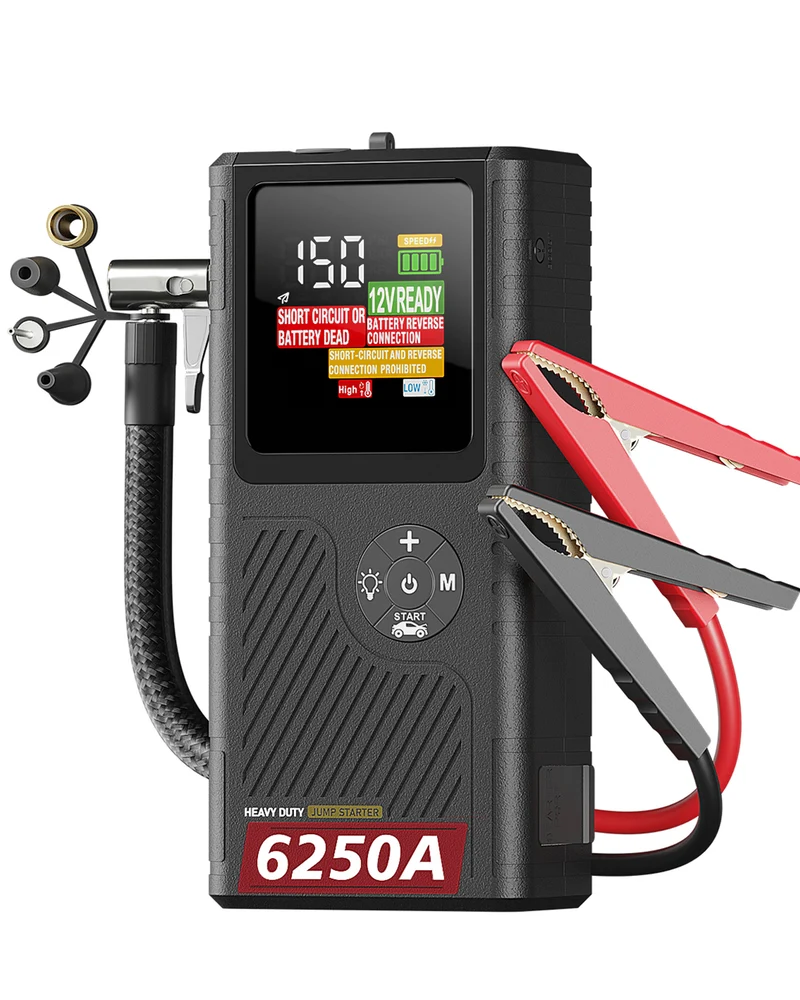 JFEGWO CS02-Plus-6250A Car Battery Jump Starter with Air Compressor (Pocket Size)