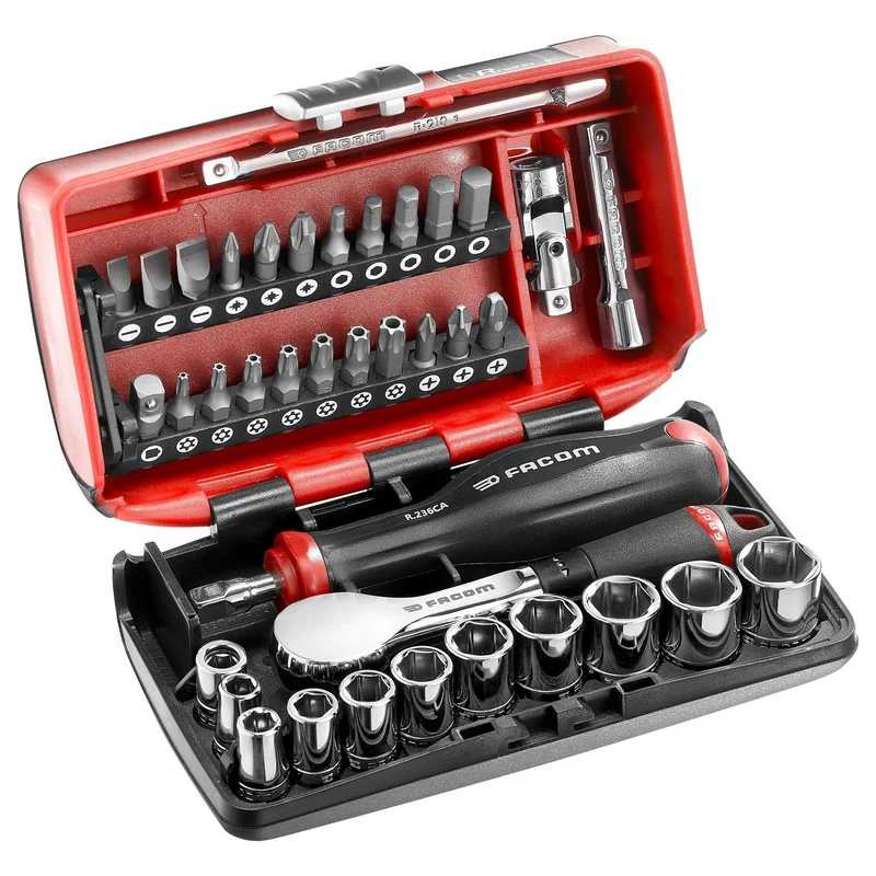 Jeu de clés à douille NANO Facom R.181NANO 1/4" 38 pièces avec cliquet de haute précision