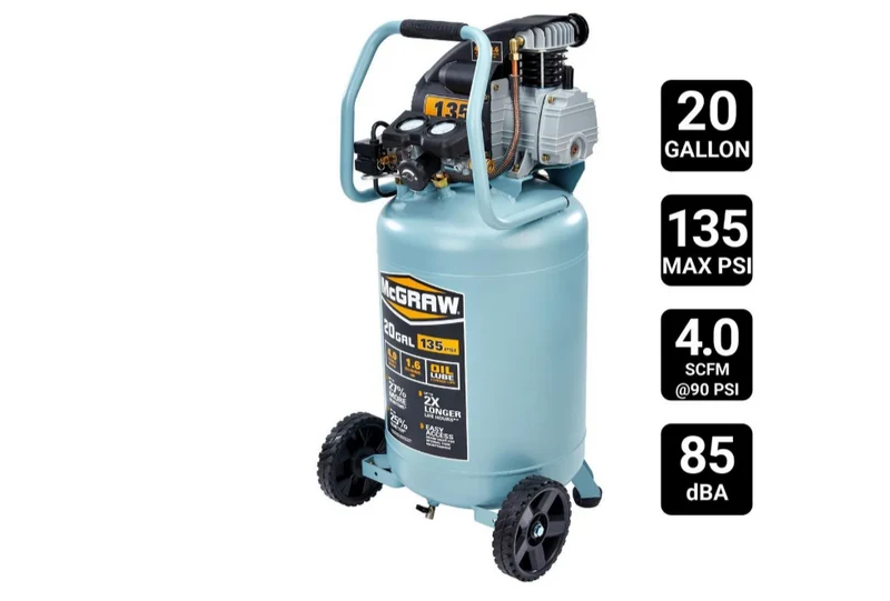 Compresseur d’air vertical de 20 gallons, 135 PSI, lubrifié à l’huile - MCGRAW