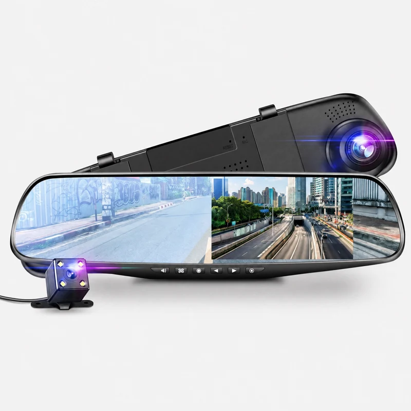 Caméra de recul voiture - rétroviseur connecté double caméra