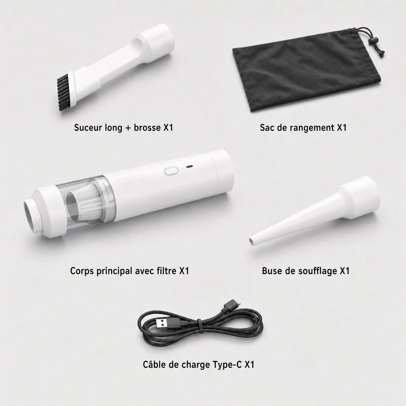 Aspirateur voiture sans fil compact portable