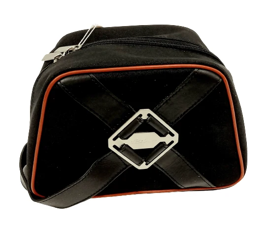 Toiletry Bag, Black with Red Piping - 124