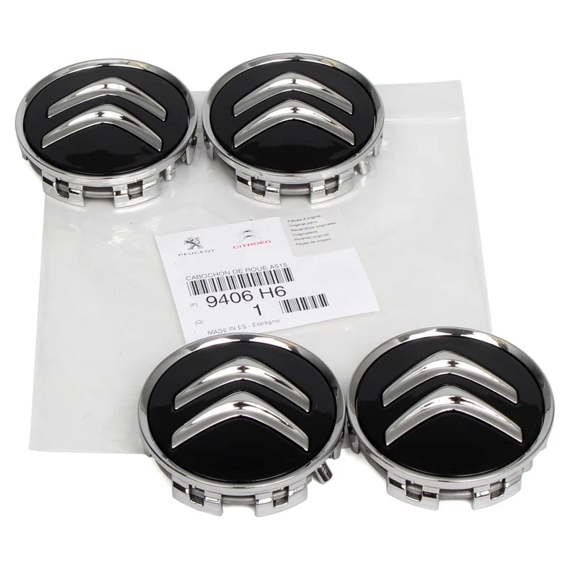 Centre Cap Set, Black- Citroen