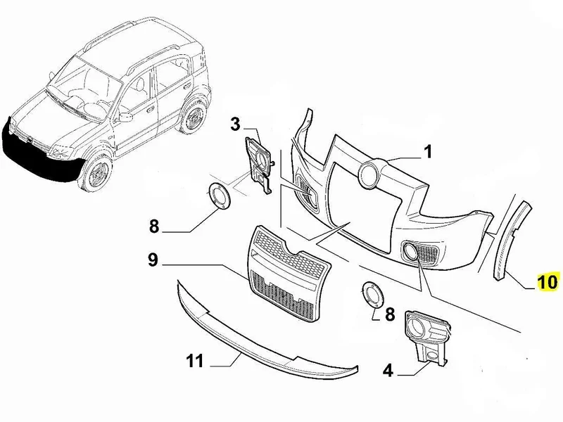 Moulding, Front Bumper - Panda 100HP