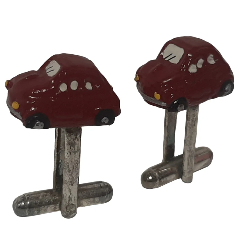 Vintage Fiat 500 Hand-Painted Cufflinks