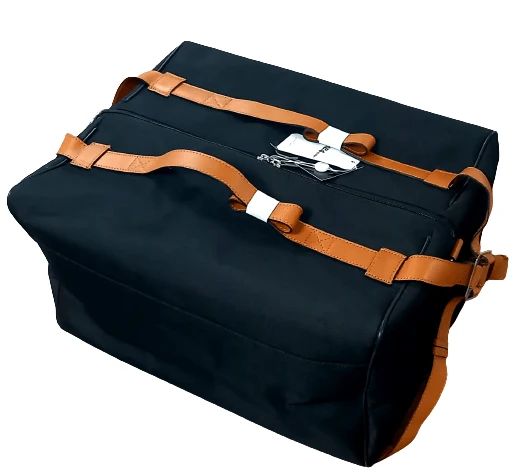 Travel Bag, Black with Tan Piping - 124