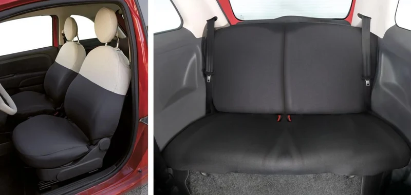Cora Manufacturing Serie completa coprisedili personalizzati Fiat 500 07> post. diviso tess. misto cotone grigio/panna