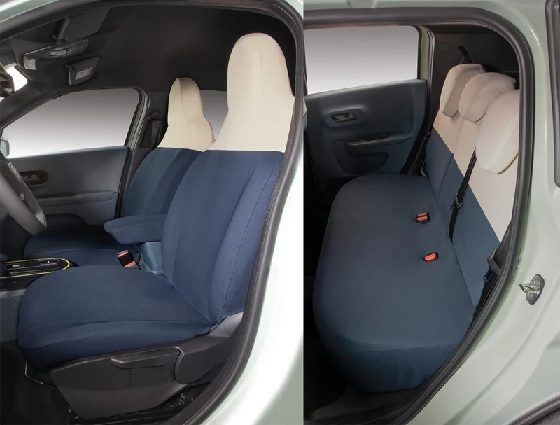 Cora Serie completa coprisedili personalizzati Fiat Grande Panda 25> 5 posti post. diviso tess. misto cotone blu navy/crema