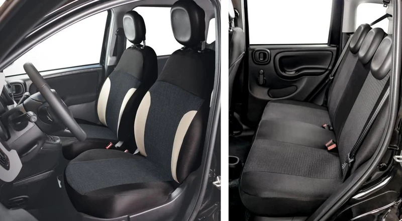 Cora Manufacturing Serie completa coprisedili personalizzati Fiat Pandina 24> 5 posti post. intero tess. misto cotone nero/crema