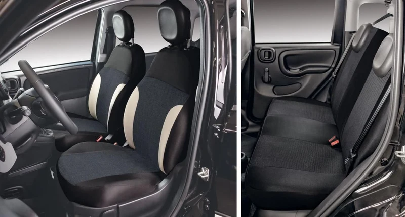 Cora Manufacturing Serie completa coprisedili personalizzati Fiat Pandina 24> 4 posti post. intero tess. misto cotone nero/crema
