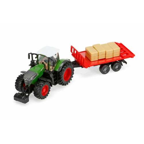 Burago Trattore agricolo con rimorchio assortito, Burago, scala 1:43