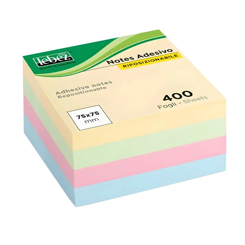 Lampa Memo stick adesivi riposizionabili, linea Pastel, cubo da 400 fogli, 75 x 75 mm CA2391