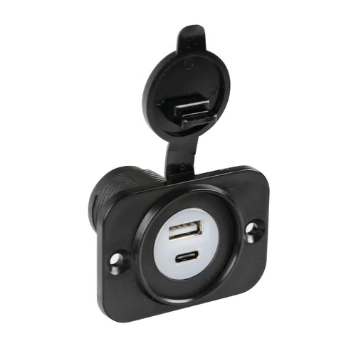 Lampa Ext-12, doppia presa Usb A + Usb C, montaggio ad incasso, 12/24V 39120