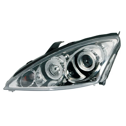 Pilot Coppia fanali anteriori Angel-Eyes - compatibile per Ford Focus (10/00-12/04) - Cromo