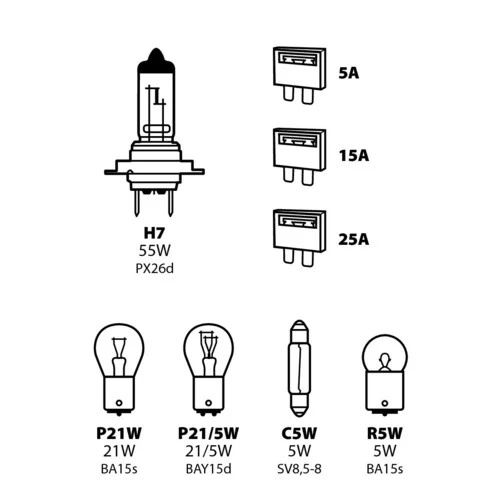 Lampa Kit lampade di ricambio 8 pz, alogena H7 - 12V 58157