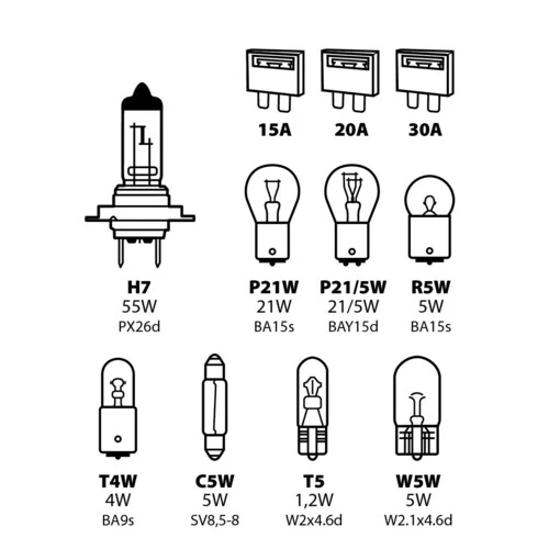 Lampa Kit lampade di ricambio 11 pz, alogena H7 - 12V 58158