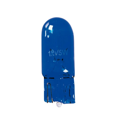 Pilot 12V Blue Dyed Glass, Lampada zoccolo vetro W5W 5W W2,1x9,5d 2 pz D/Blister